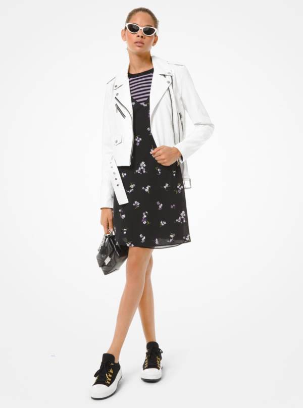 Damske Saty Michael Kors Floral Embroidered Crushed Georgette Slip Čierne - Oblecenie Michael Kors Nejlevnejsi | OTYDA-9508